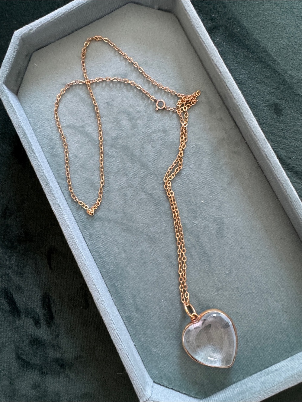 Clear Crystal Gold Heart Pendant Necklace - Women Jewelry